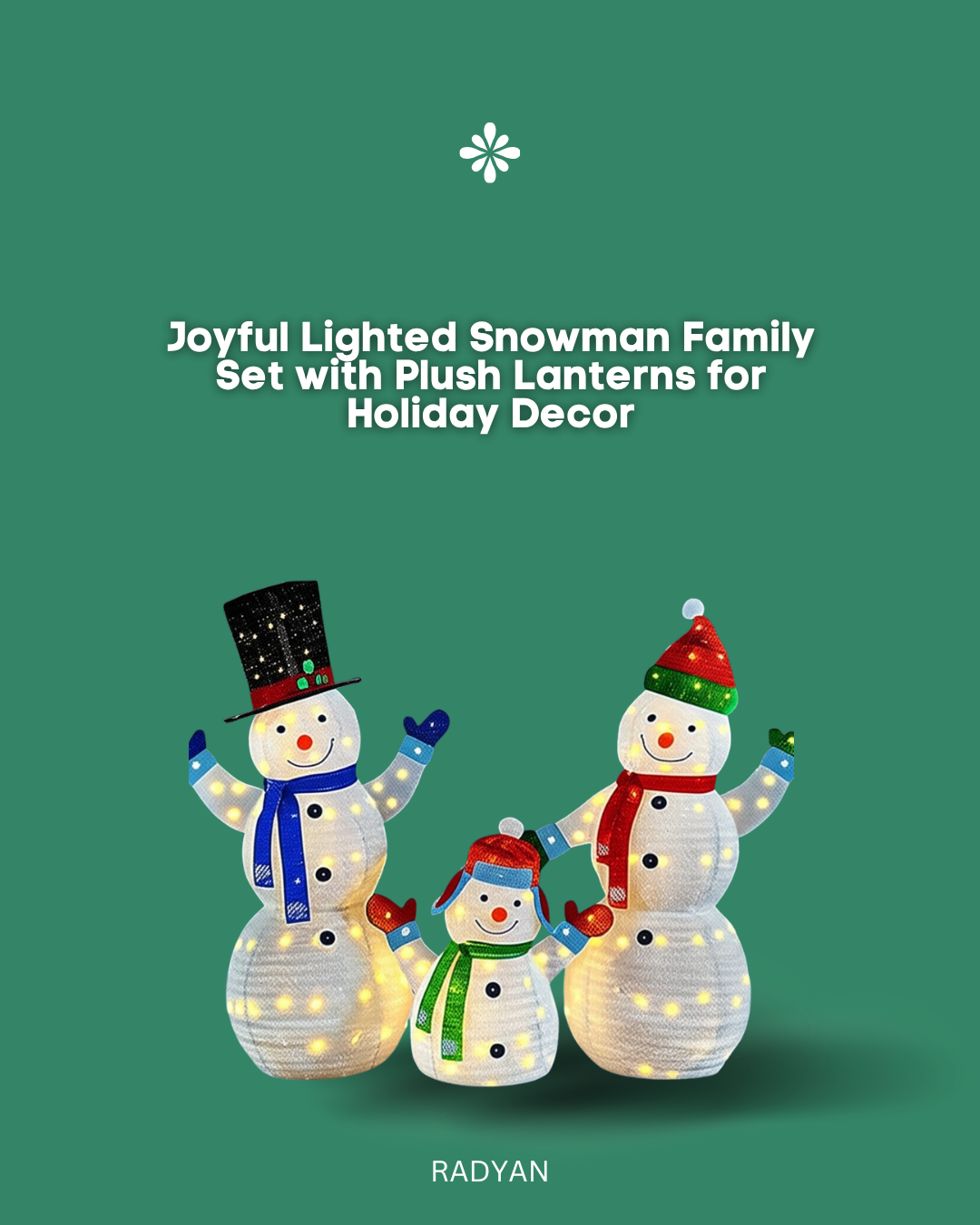 Joyful Lighted Snowman Family Set with Plush Lanterns for Holiday Decor
