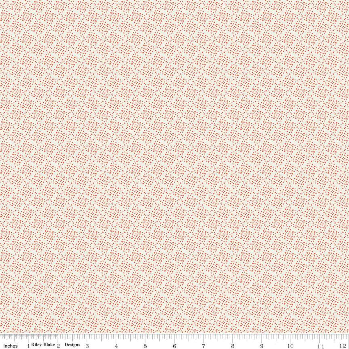 Cotton Print Juju's Petals Dots Cream Fabric 43/44"