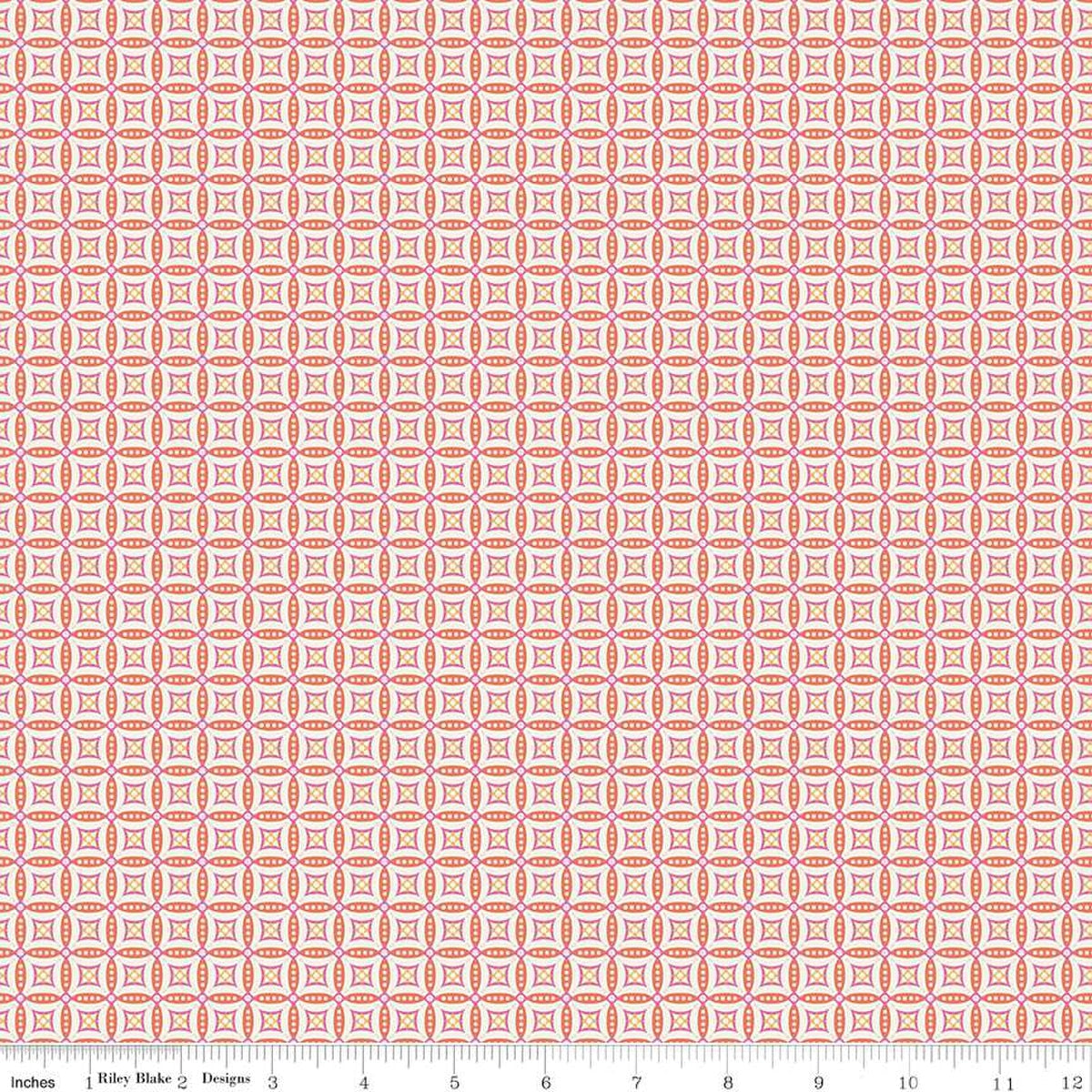 Cotton Quilting Fabric Juju's Petals Mosaic Orange 43/44"