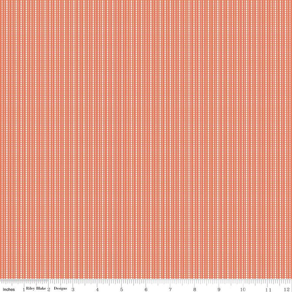 Cotton Print Fabric Juju's Petals Stripes Orange 43/44"