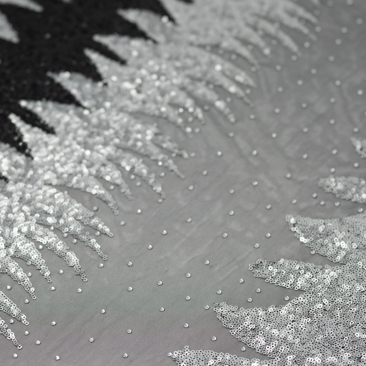 Sequin Mesh Fabric Black Silver