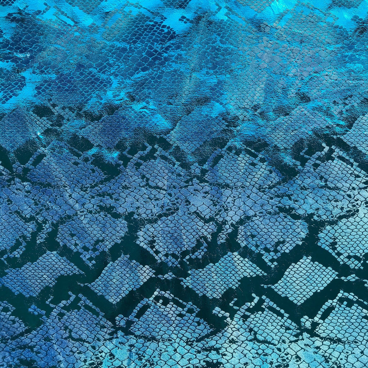Jungle Cobra Polyester Spandex Velvet Fabric - Iridescent Foil Snake Skin Print, 55" Width (1 Yard)