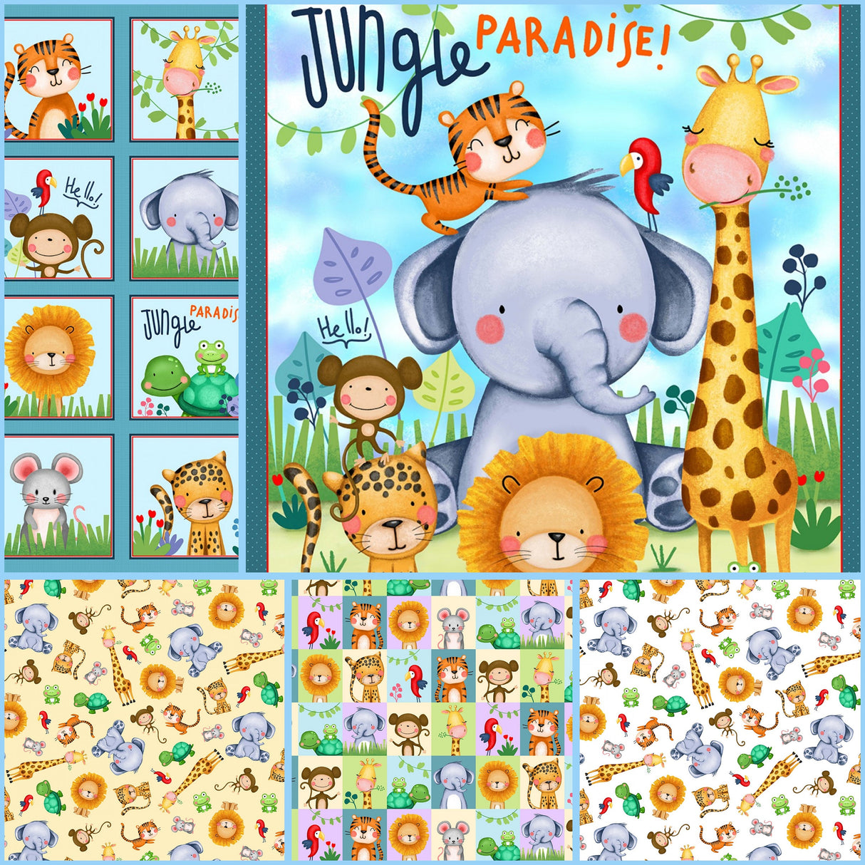 Fabric Jungle Paradise Jungle Animal Panel Michael Miller