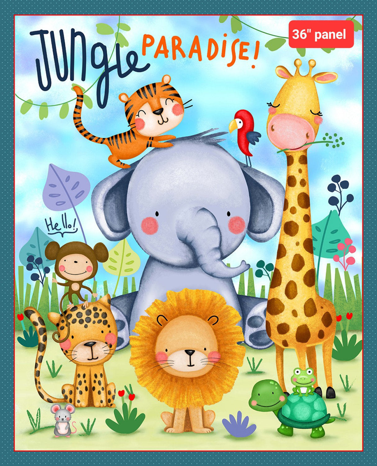 Fabric Jungle Paradise Jungle Animal Panel Michael Miller