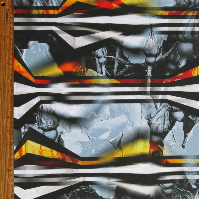 Stretch Boardshort Fabric Edgy Flow Print UPF 50+