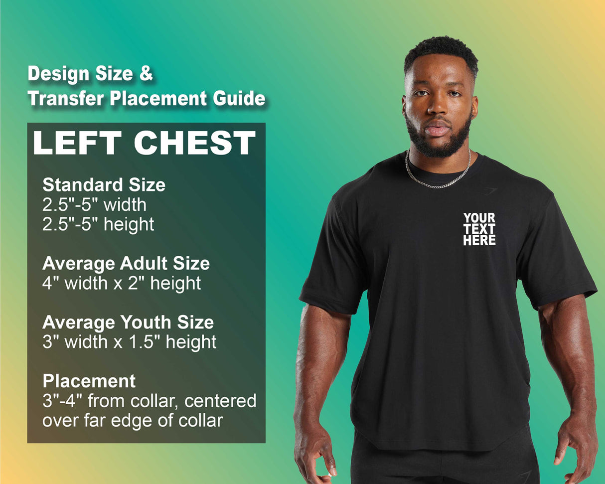 Pack: 12 Fast DIY Custom T-Shirts – Upload Your Image, Logo, or Text (Left Chest - Black)
