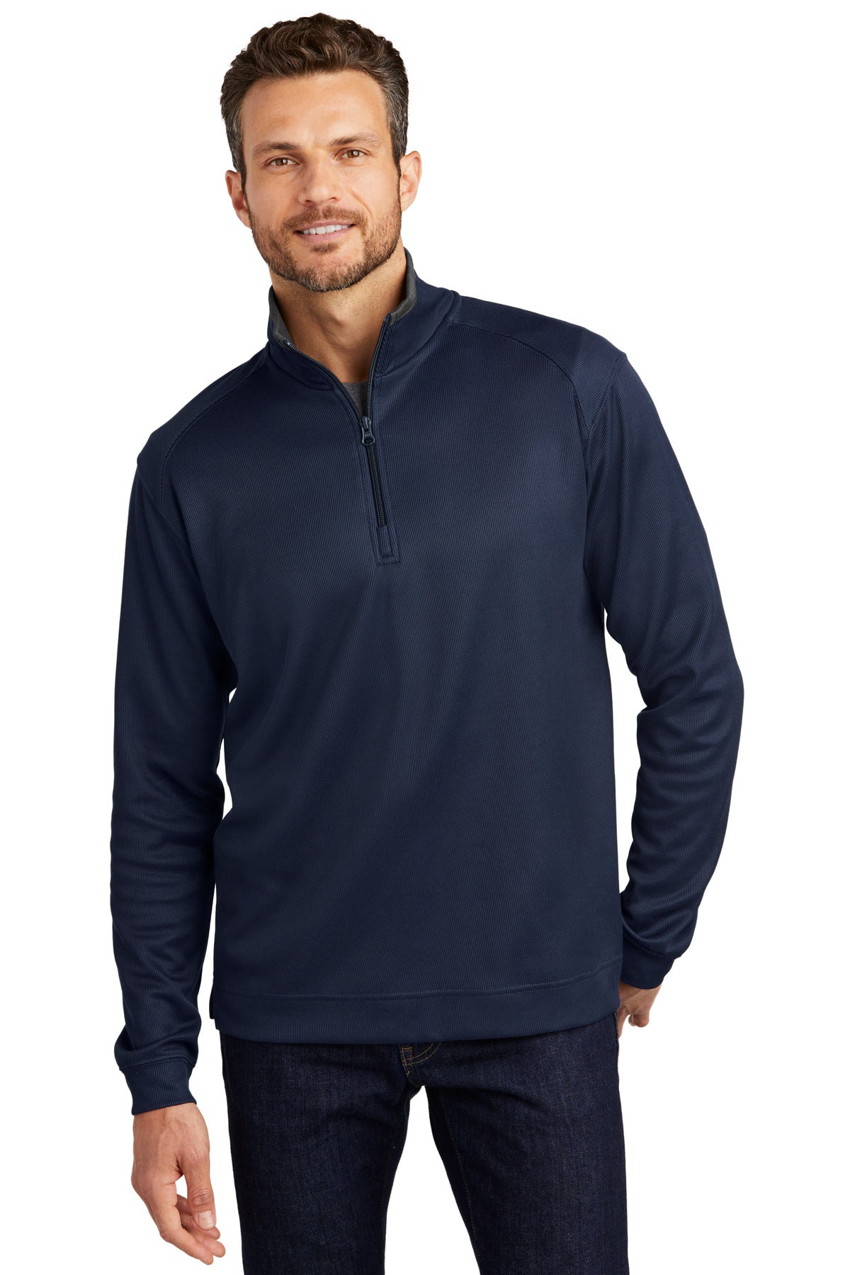 Port Authority® Vertical Texture 1/4-Zip Pullover