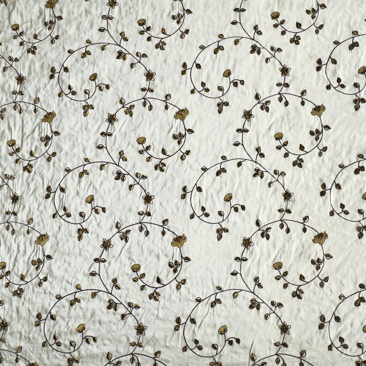 Kalei Fabric Silk Fabric - Floral Swirl Embroidered, 54" Width (1 Yard)