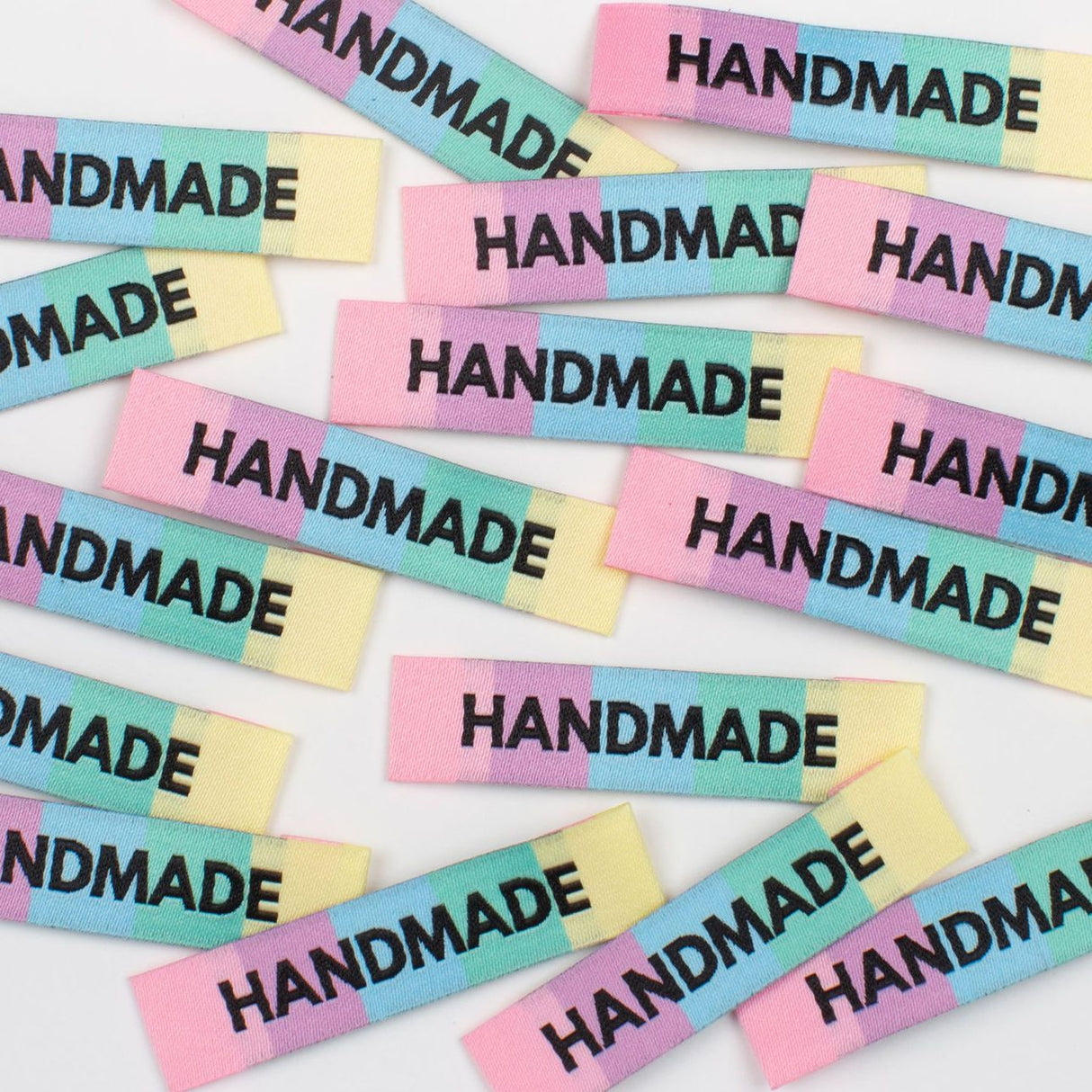 Woven Labels Rainbow Handmade 10 Pack