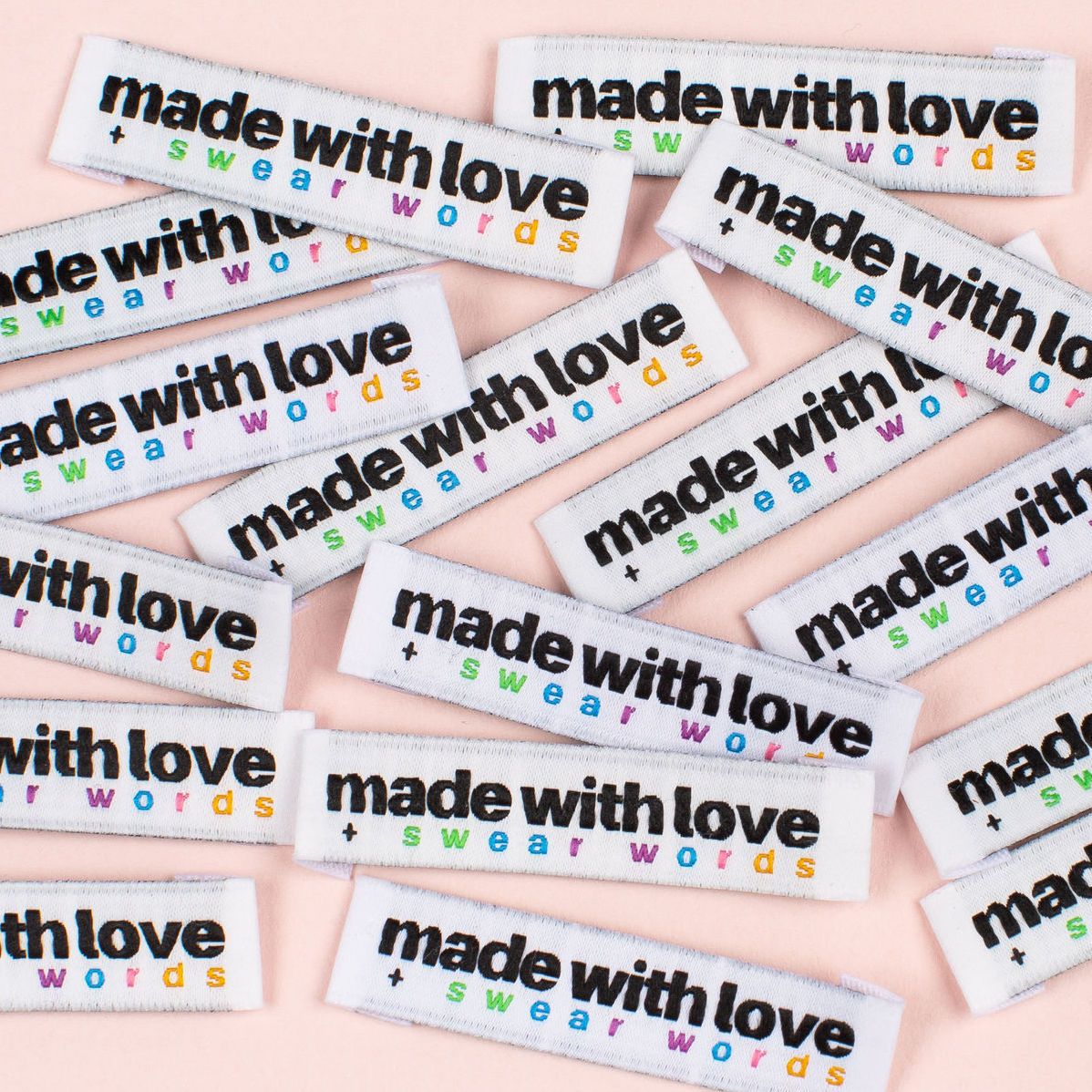 Woven Labels "Made with Love and Swear Words" 10 Pack
