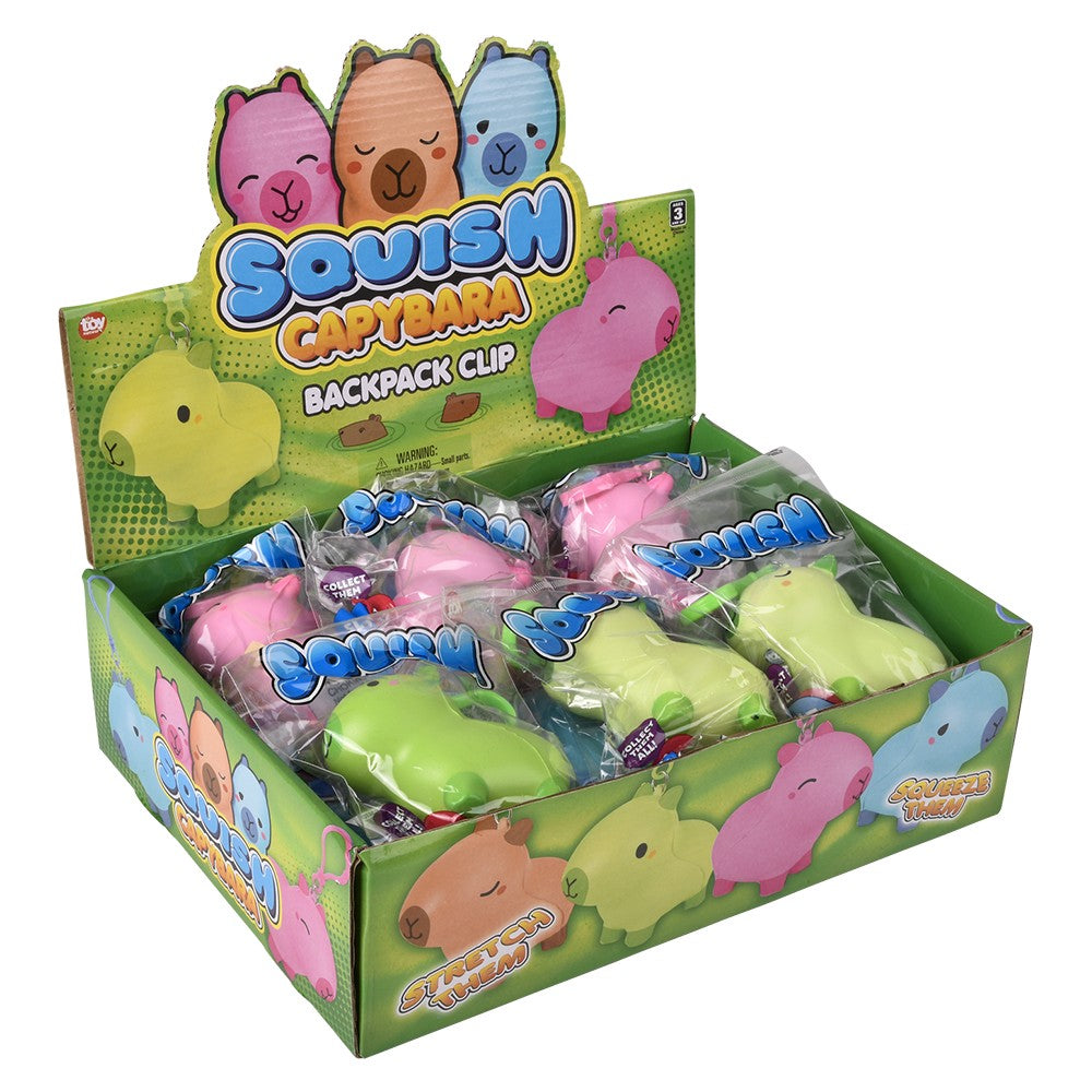 Capybara Squish Backpack Clip (12 Pc Display)