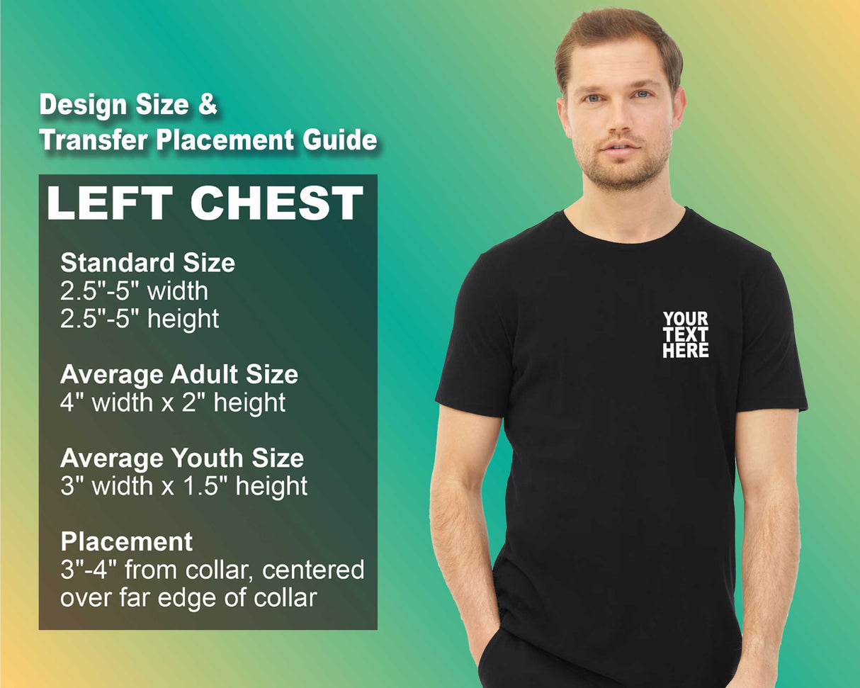 Pack: 12 Fast Custom T-Shirts – Personalized Photo, Logo, or Text Design (Left Chest - Black)