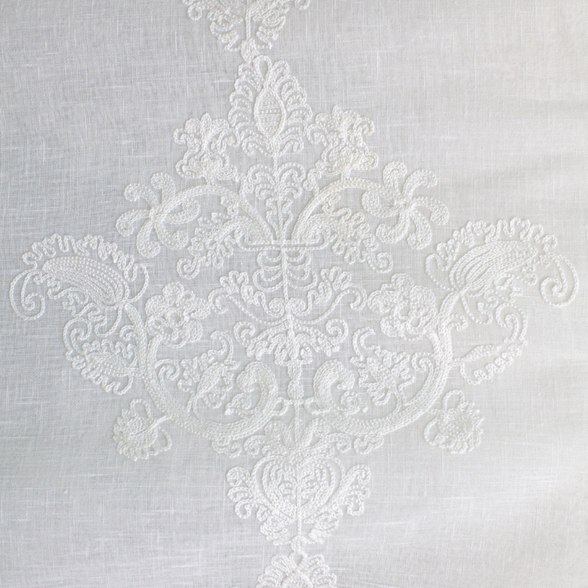 Kendall Fabric Polyester Sheer Fabric - Damask Embroidered, 110" Width (1 Yard)