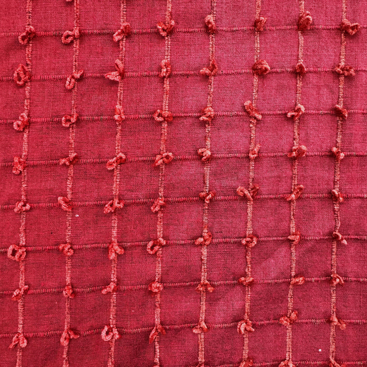 Kerala Small Square Tufted Knots Silk Fabric - 62% Silk, 38% Viscose, 54" Width (1 Yard)