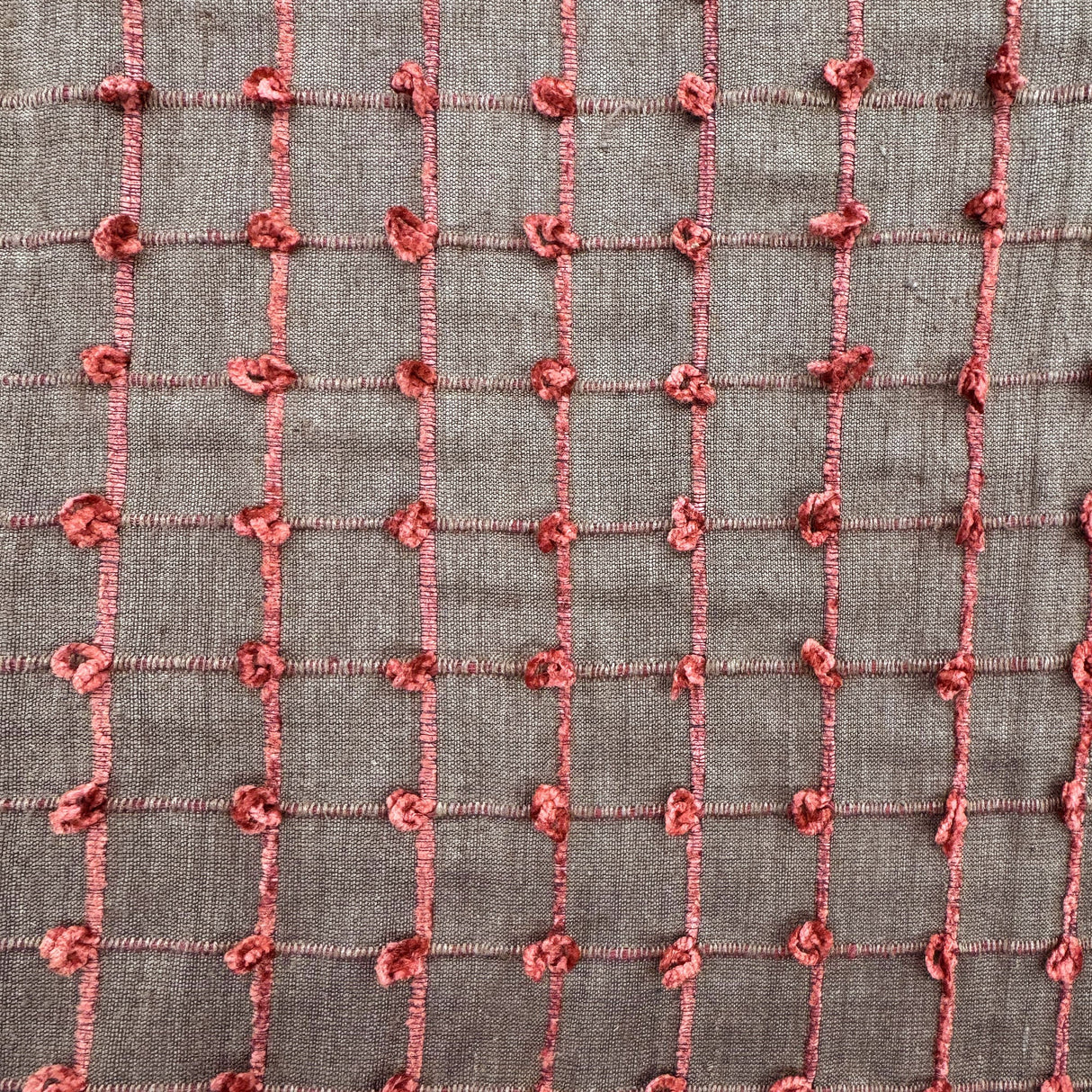 Kerala Small Square Tufted Knots Silk Fabric - 62% Silk, 38% Viscose, 54" Width (1 Yard)