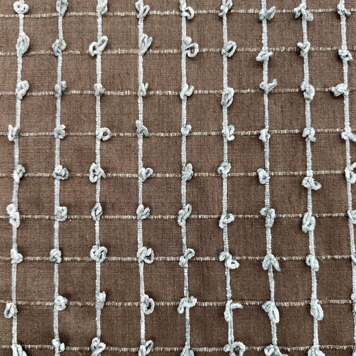 Kerala Small Square Tufted Knots Silk Fabric - 62% Silk, 38% Viscose, 54" Width (1 Yard)
