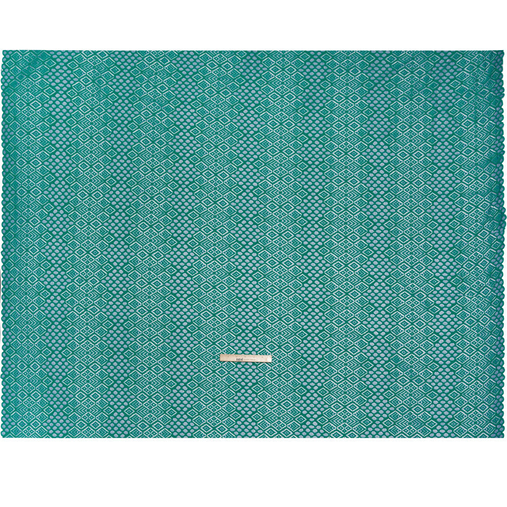Corded Lace with Finished Edges - Blue and Teal Decorated Diamond Stripes