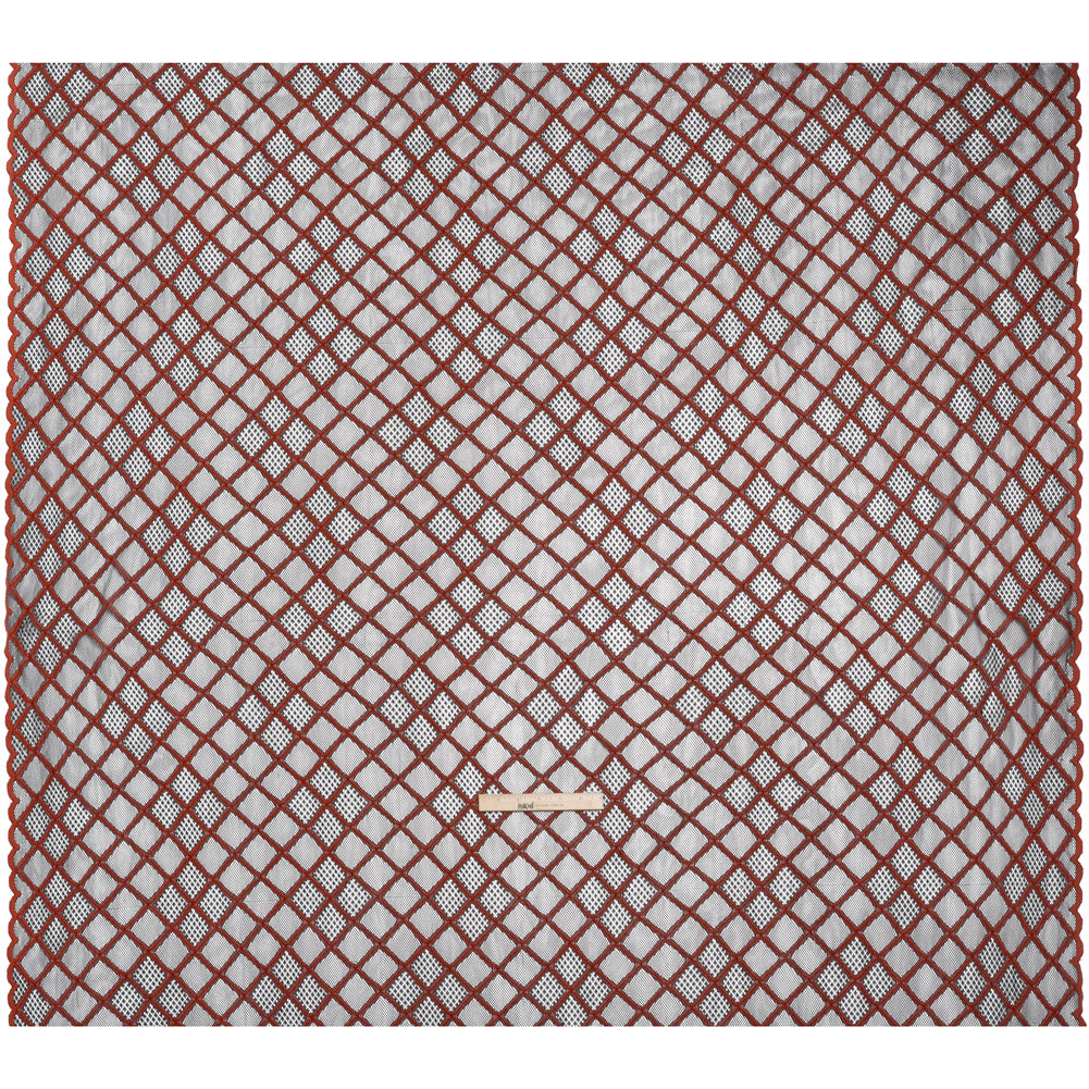 Corded Lace with Little Scalloped Finished Edges - Red and Black Diamond Lattice