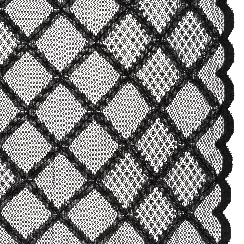 Corded Lace with Little Scalloped Finished Edges - Black Diamond Lattice
