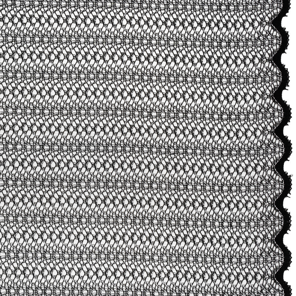 Rayon and Nylon Corded Lace with Little Scallop Finished Edges - Black and White Archway Stripes