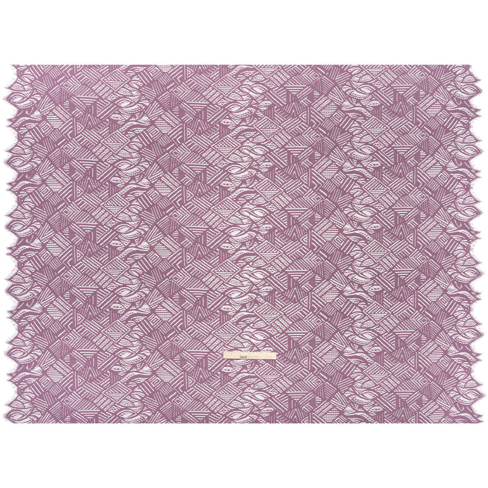 Raschel Lace with Organic Finished Edges - Amethyst Geometry and Leaves