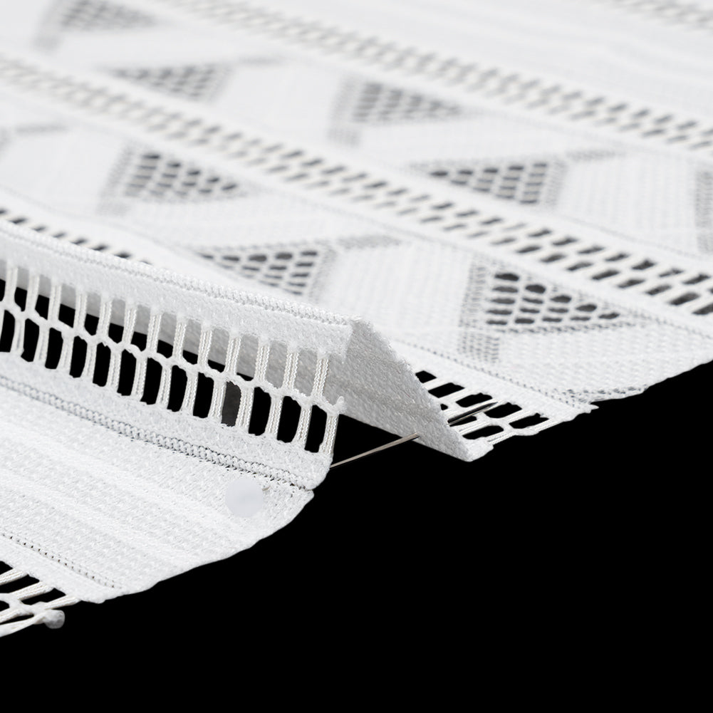 Corded Lace - Ivory Geometric Stripes