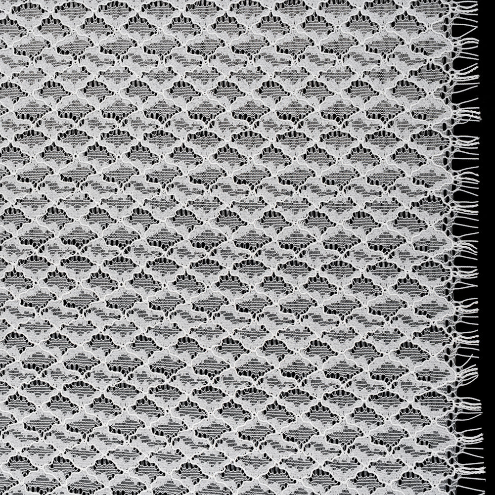Corded Lace with Finished Eyelash Edges - Ivory Diamond Lattice