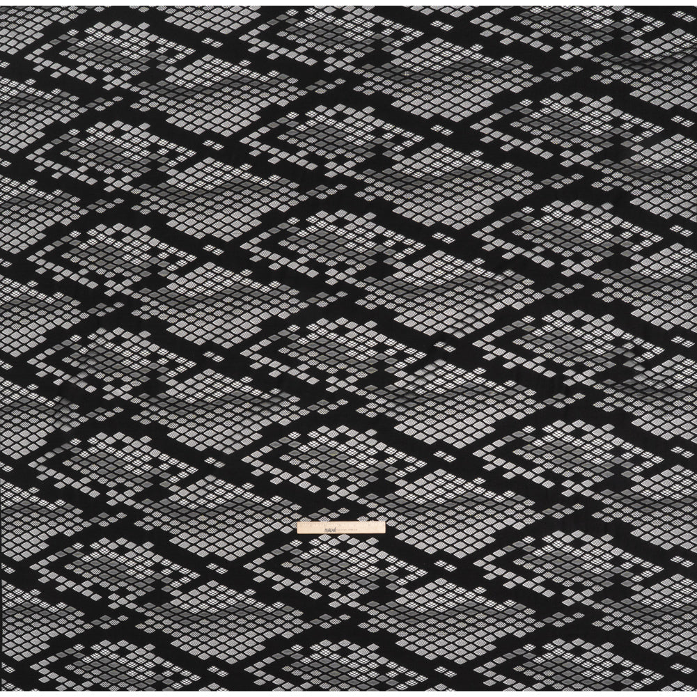 Raschel Lace with Eyelash Fringe Edges - Black Diamond Argyle