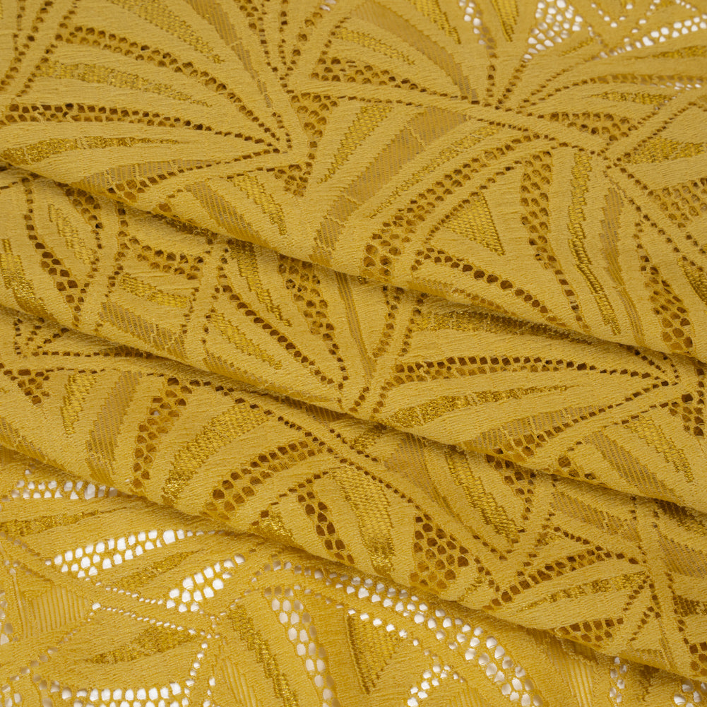 Stretch Raschel Lace with Finished Edges - Rich Gold Flying Fans