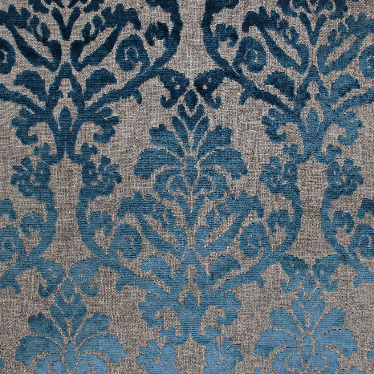 Klume Damask Chenille Fabric - Linen Look Base, 56" Width (1 Yard)