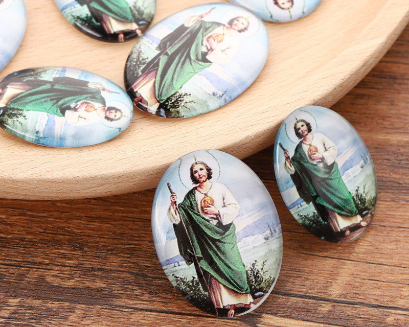 1 x 1.25 Inch Saint Judas Oval Dome Shaped Flatback Charm Pack of 50
