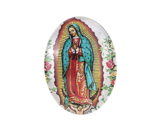 1.25" x 1.5" Guadalupe Oval Dome Shaped Flatback Charm - Pack of 50