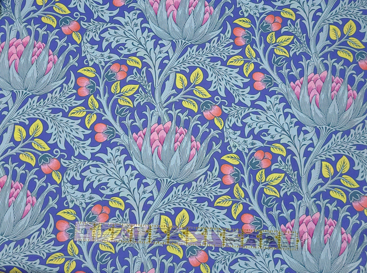 Quilting Cotton Kaffe Fassett x The Original Morris & Co. Floral Artichoke Blue 100% Cotton