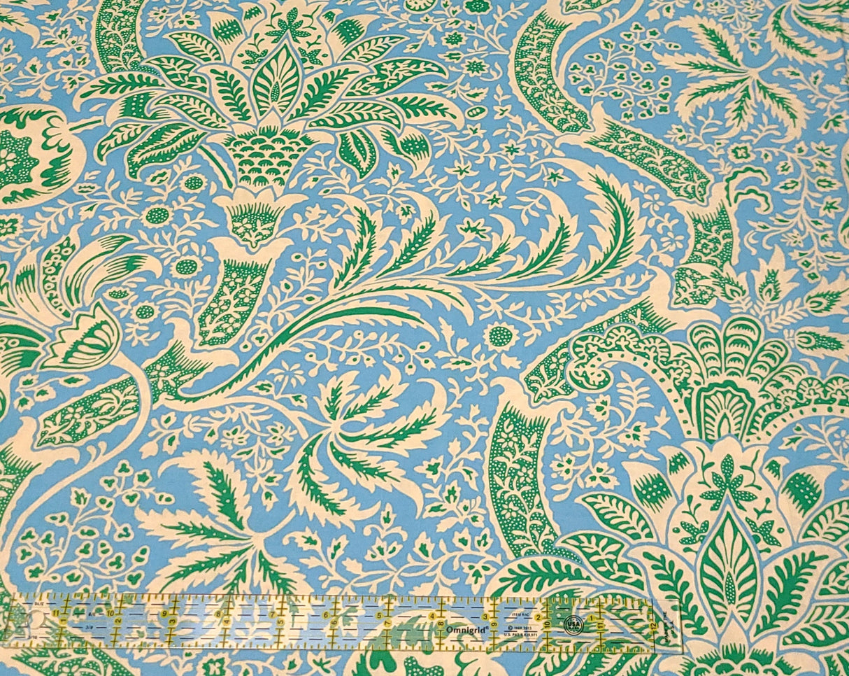 Quilting Cotton Kaffe Fassett x Morris & Co. Floral Indian Aqua