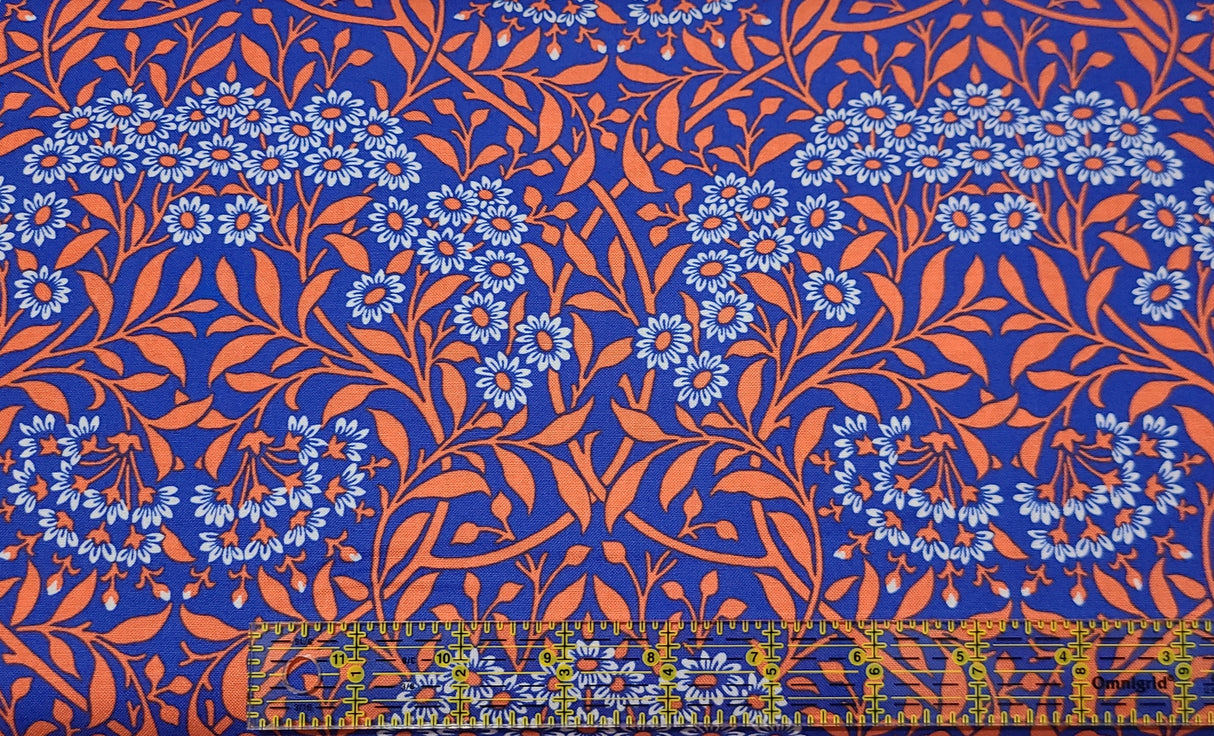 Quilting Cotton Kaffe Fassett x The Original Morris & Co. Floral Michaelmas Daisy Cobalt