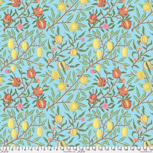 Quilting Cotton Kaffe Fassett x The Original Morris & Co. Floral Fruit Duck Egg