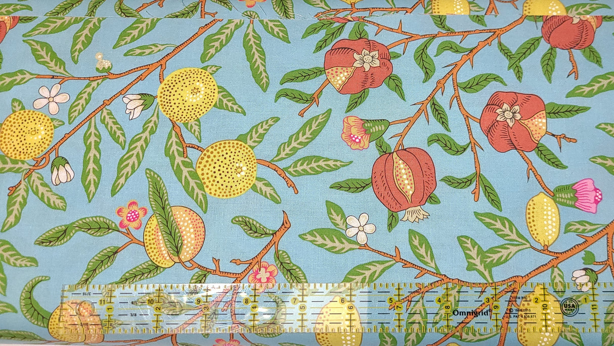 Quilting Cotton Kaffe Fassett x The Original Morris & Co. Floral Fruit Duck Egg