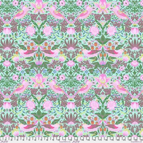Quilting Cotton Kaffe Fassett x The Original Morris & Co. Strawberry Thief Aqua Floral