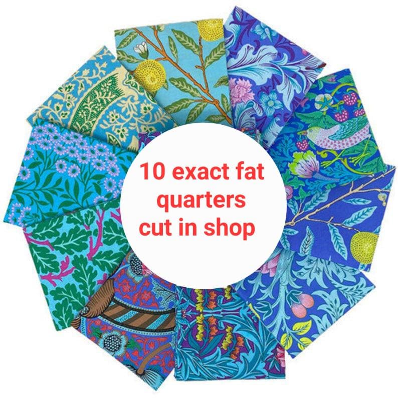 Fat Quarter Bundle Kaffe x Morris & Co. Blue Floral 100% Cotton