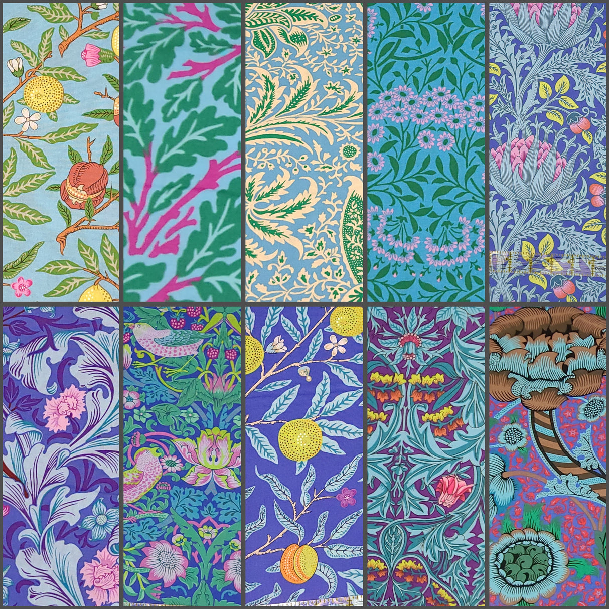 Fat Quarter Bundle Kaffe x Morris & Co. Blue Floral 100% Cotton