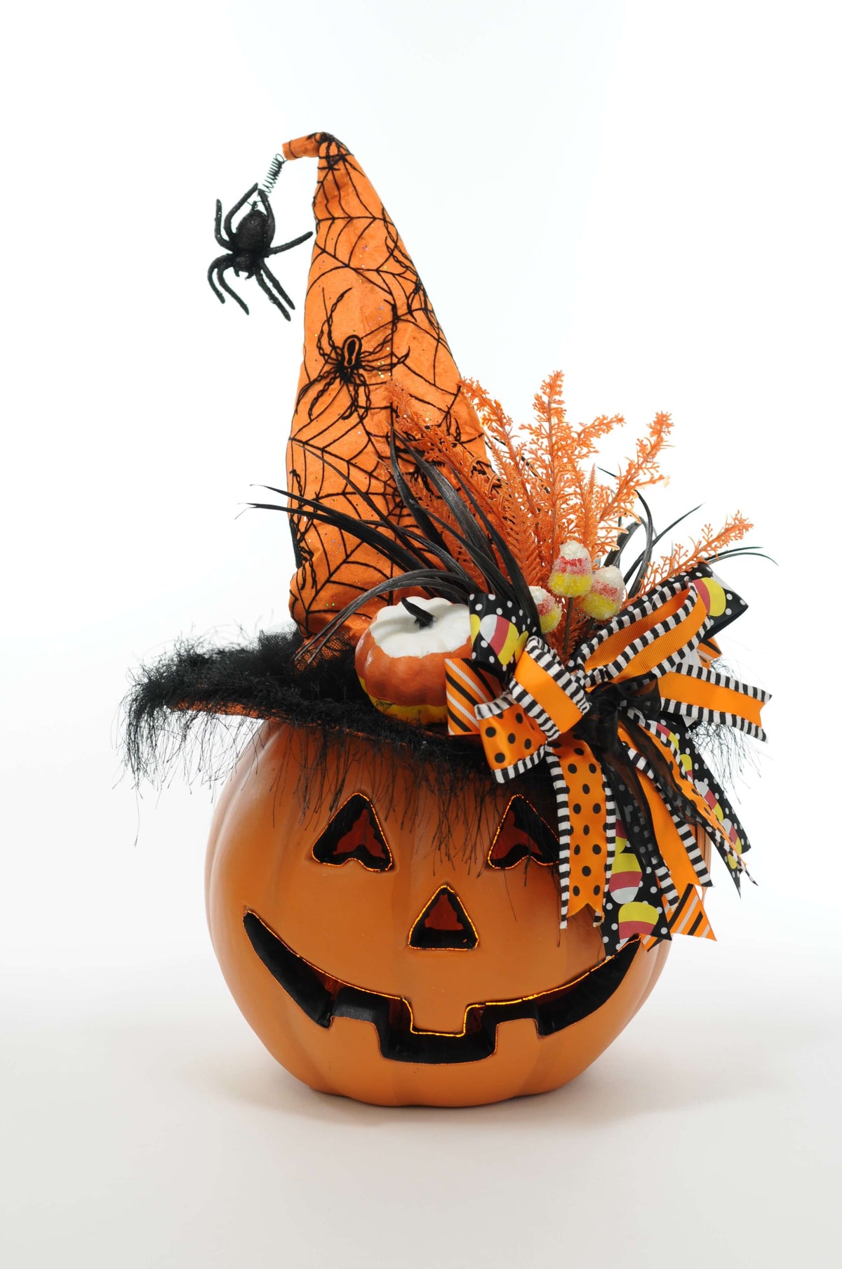 Karen Didion Lighted Pumpkin with Orange Hat