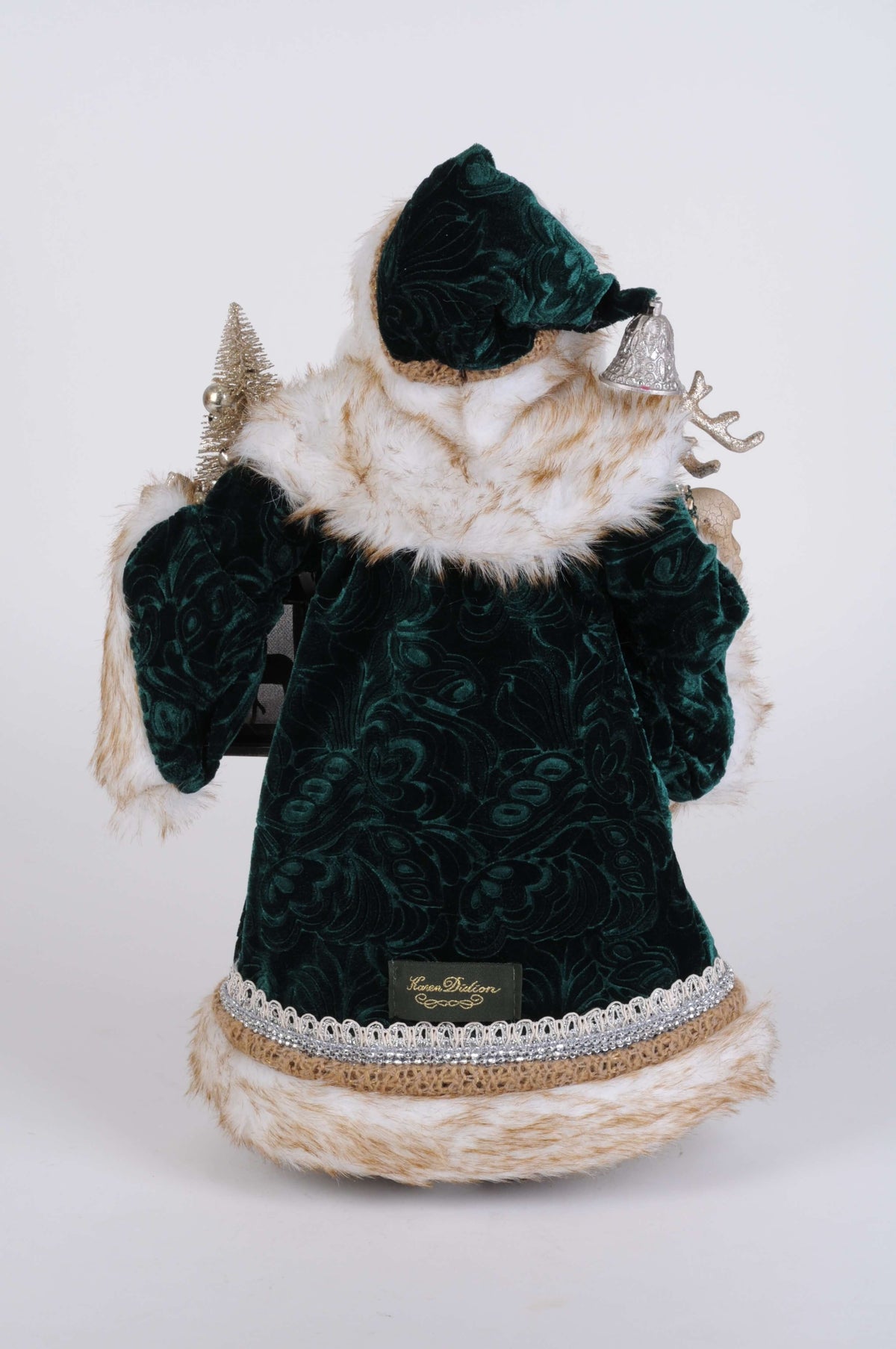 17" Karen Didion Lighted Woodland Emerald Santa