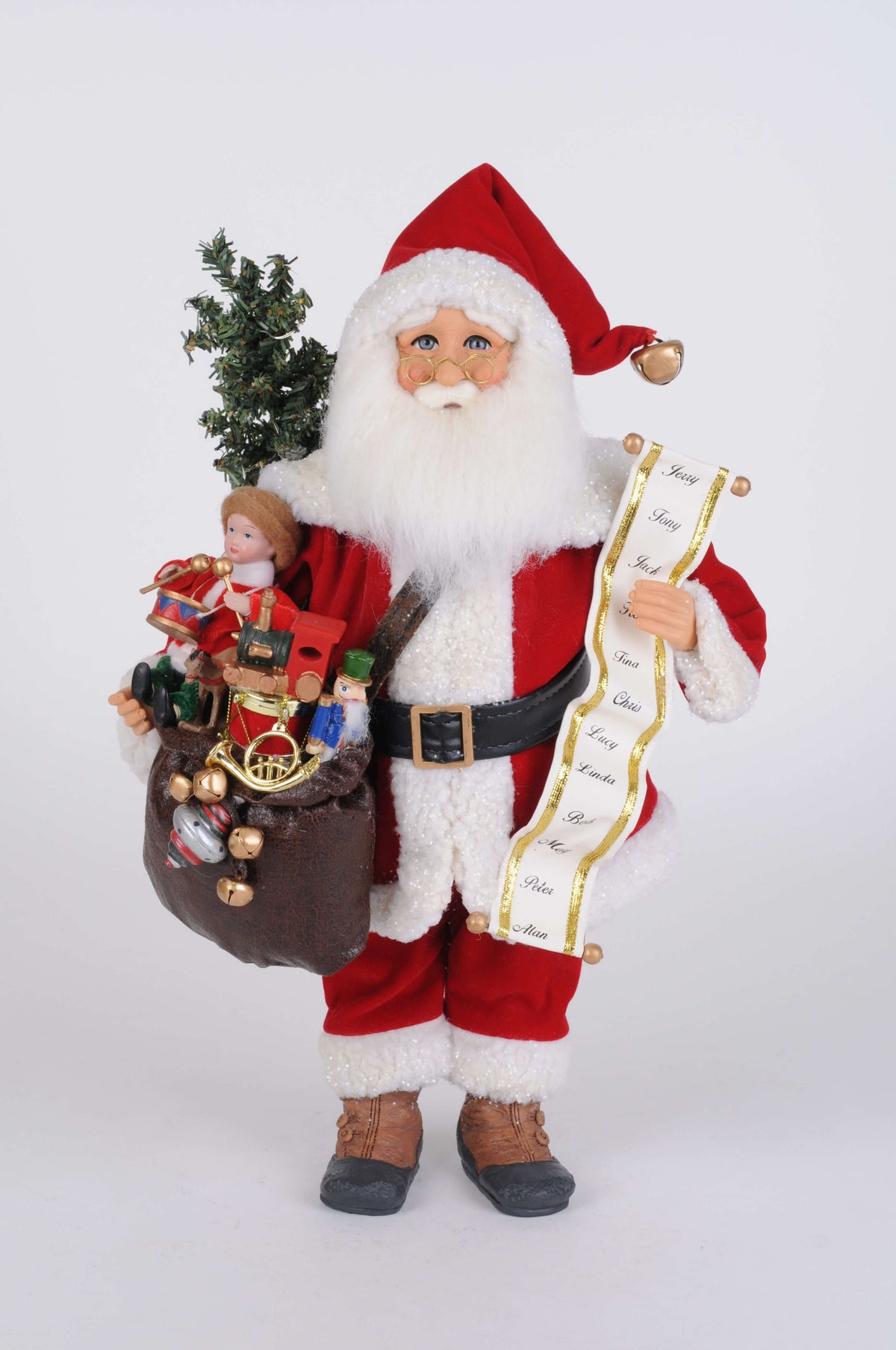 17" Karen Didion Lighted Vintage Toy Bag Santa