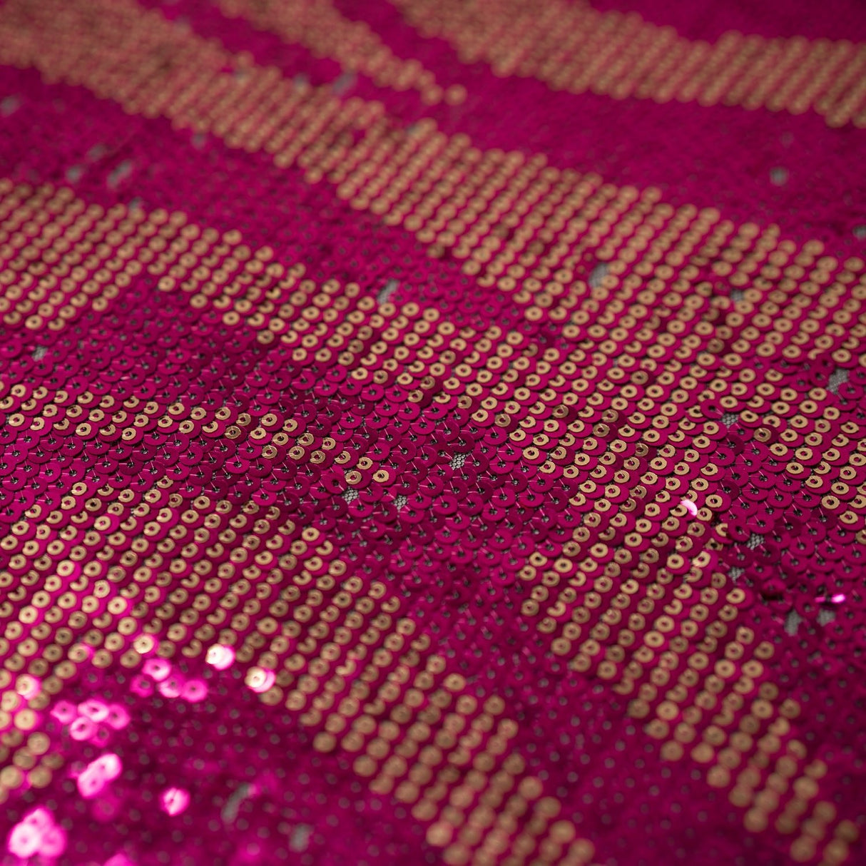 Mesh Sequin Fabric Fuchsia Gold