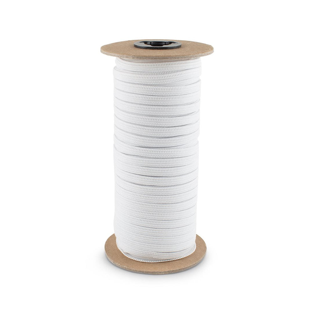 White Knitted Elastic 1/2" Wide 144 Yard Roll, Made in USA for Masks, Apparel, DIY Sewing