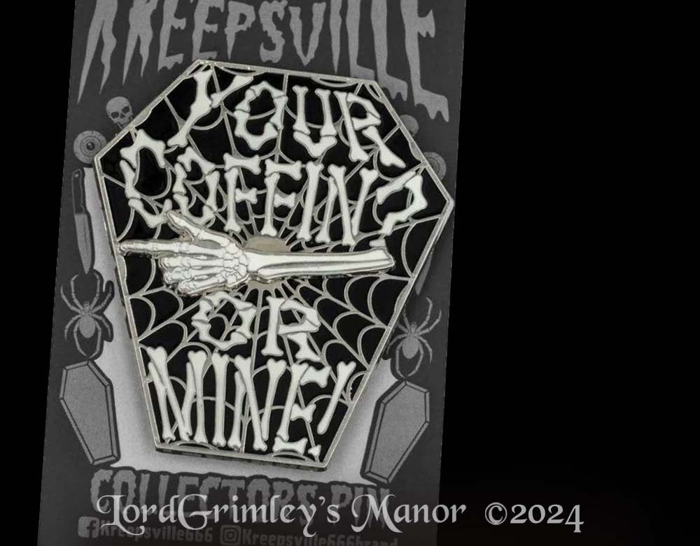 Your Coffin or Mine - Spinning Skeleton Arm - Enamel Pin