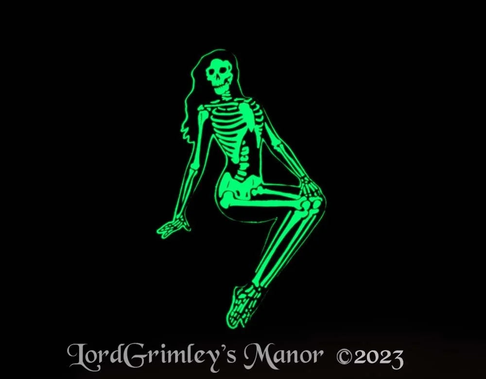 Skeleton Pin Up Girl - Glow in the Dark - Enamel Pin