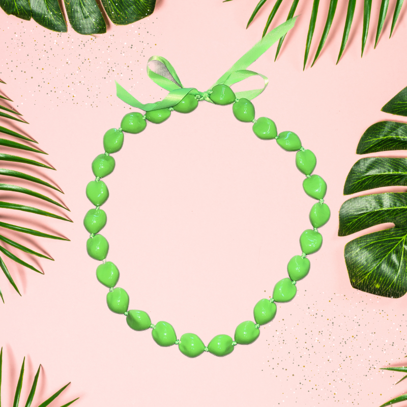 Kukui Nut Lei Necklace - Colorful Hawaiian Lei, 0.7-0.9 Lb (1 Piece)