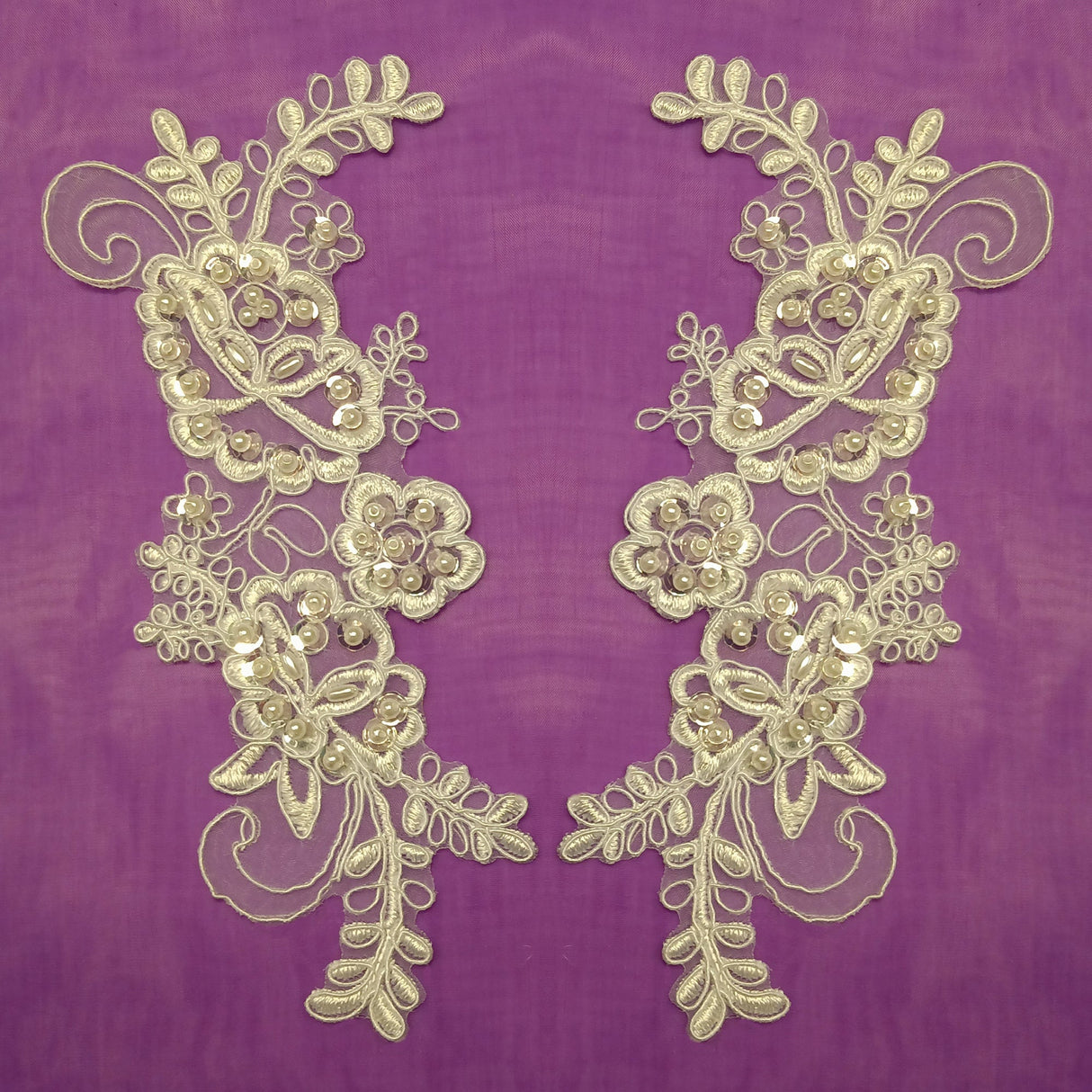 Beaded Corded Lace Applique