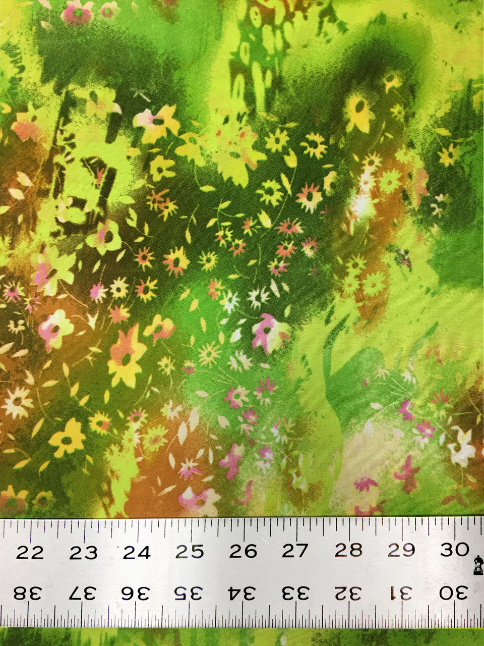Polyester Spandex Fabric - Floral Design, Silver Shiny Foil, 56" To 58" Width